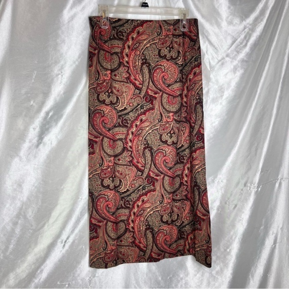 Boho Faux Suede Paisley Print Maxi Skirt – Earthy Stretch Fit | Size 16 - Picture 2 of 9